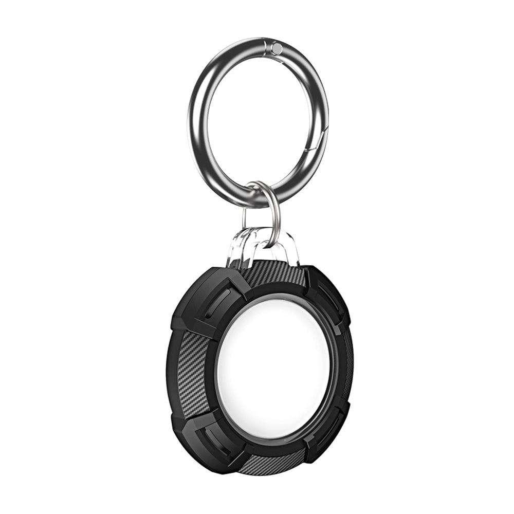Airtag Holder with Anti-Lost Keychain Protective Shell Shockproof Protective Case Cover for Apple-Black