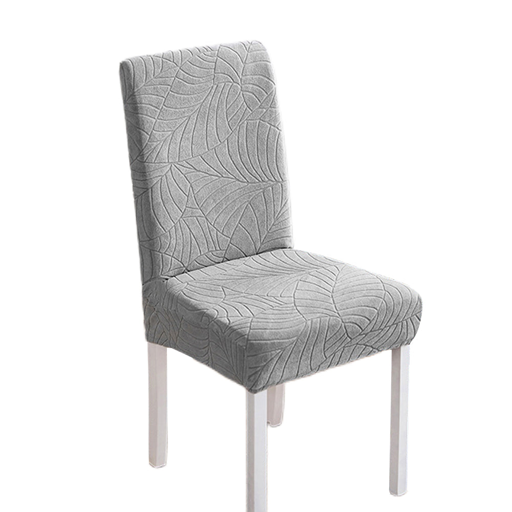 Chair Cover 2Pcs One-piece Stretch Jacquard Waterproof Dining Room Chair Cover Elastic Slipcover Home-Light Grey