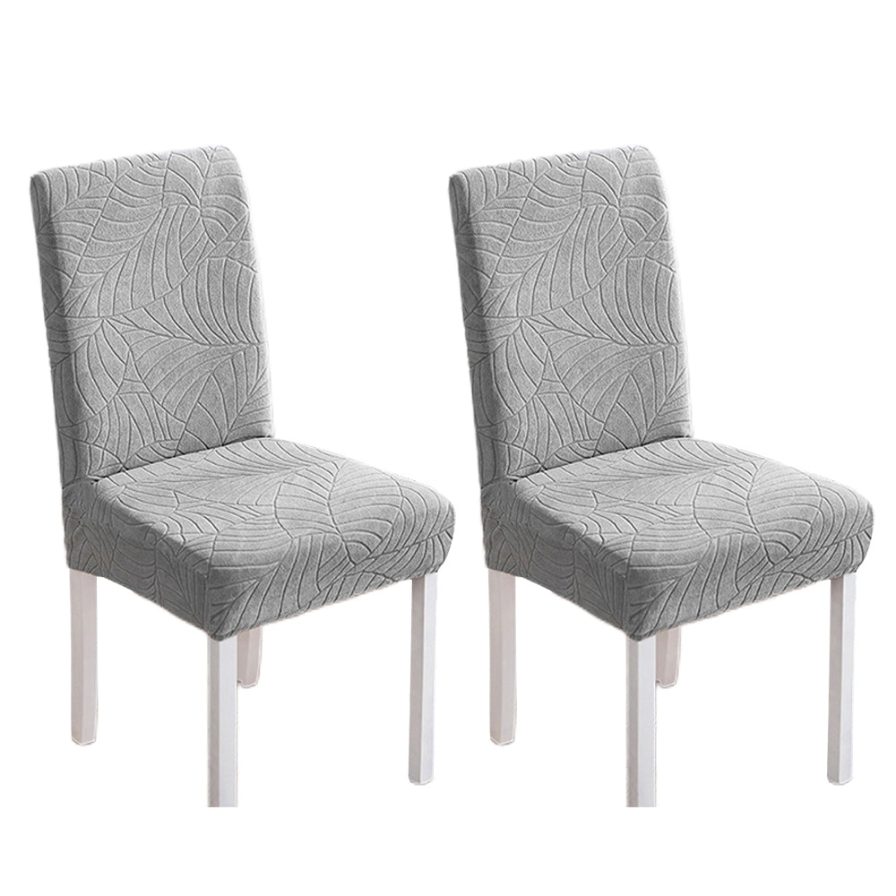 Chair Cover 2Pcs One-piece Stretch Jacquard Waterproof Dining Room Chair Cover Elastic Slipcover Home-Light Grey