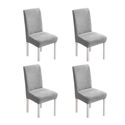 Chair Cover 4Pcs One-piece Stretch Jacquard Waterproof Dining Room Chair Cover Elastic Slipcover Home-Light Grey