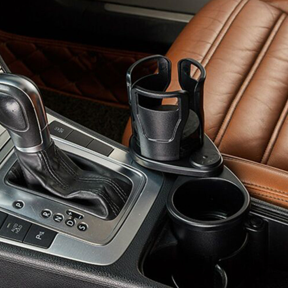 Car Cup Holder Expander 2 in 1 Multifunctional Cup Organizer with Adjustable Base -Matte Black