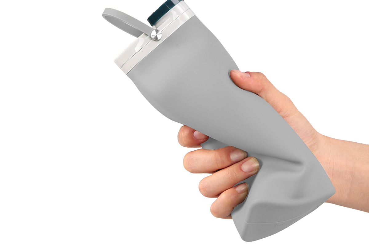 600ml Collapsible Water Bottle Outdoor Folding Silicone Cup Travel Sport Portable Sports Travel Water Bottles-Grey
