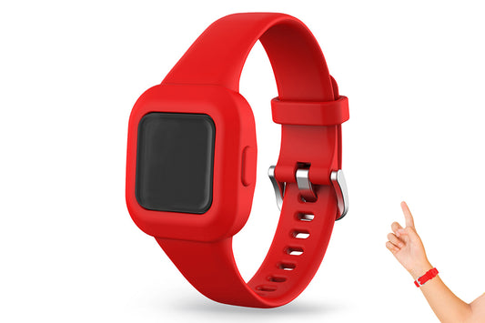 Replacement Silicone Band Straps Fitness Wristband Tracker Compatible with Garmin Vivofit Jr 3 Bands-Red