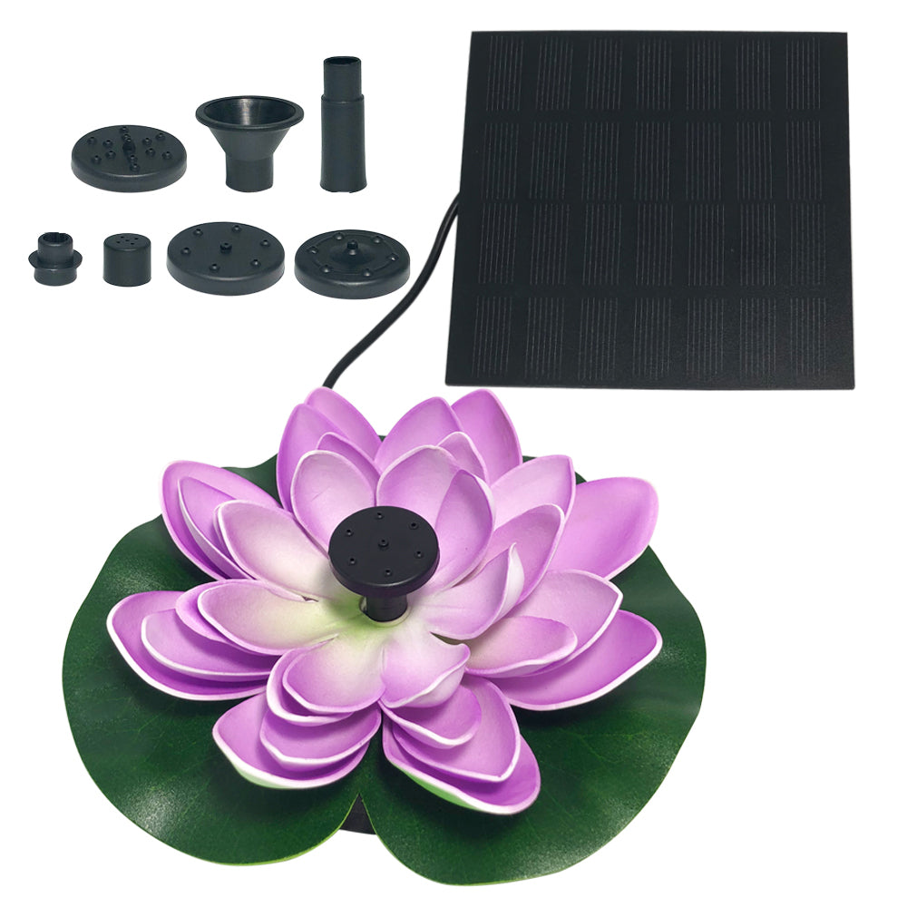 Floating Solar Pool Lights Lotus Leaf Solar Water Floating Fountain Pump with Solar Panel -Purple