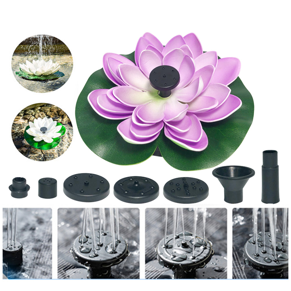Floating Solar Pool Lights Lotus Leaf Solar Water Floating Fountain Pump with Solar Panel -Purple