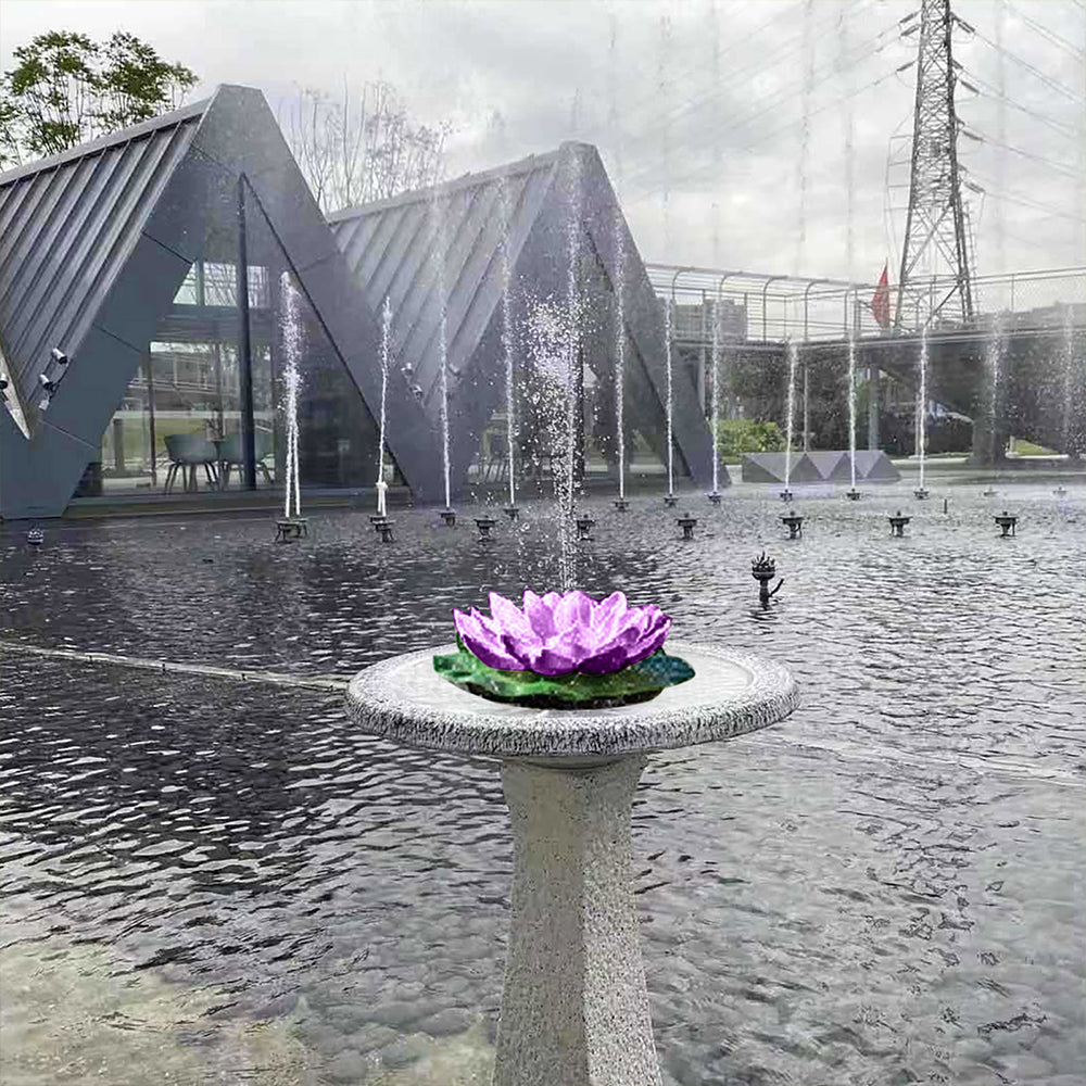 Floating Solar Pool Lights Lotus Leaf Solar Water Floating Fountain Pump with Solar Panel -Purple