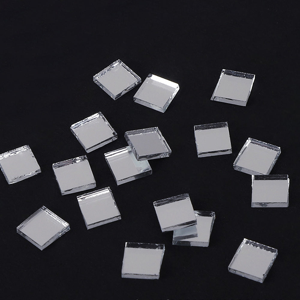 Mini Mosaic Tiles Self-Adhesive Square Mirror Glass DIY Home Wall Sticker Decors -Silver