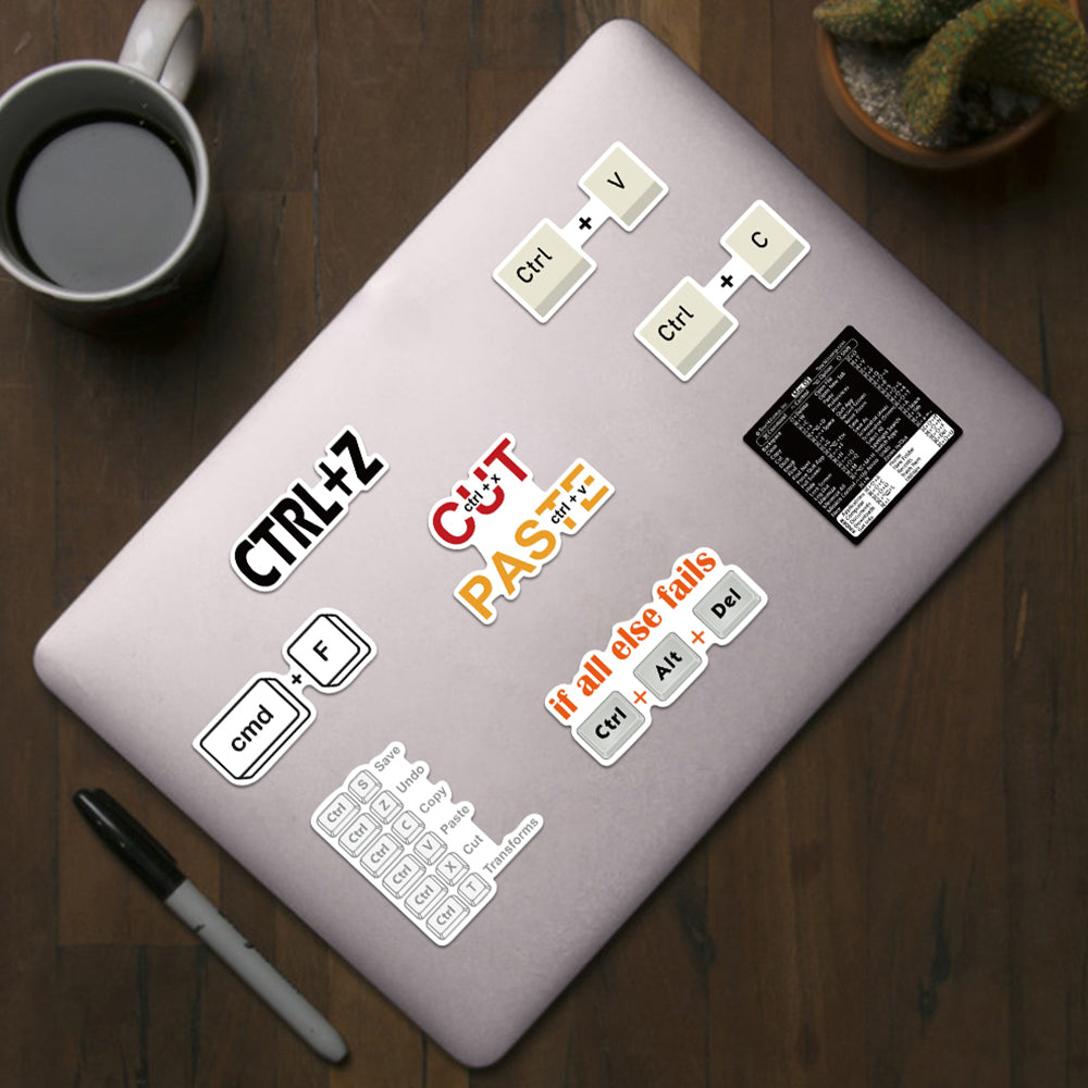 2 Set 30Pcs Laptop Keyboard Shortcuts Stickers DIY Phone Shortcuts Decals