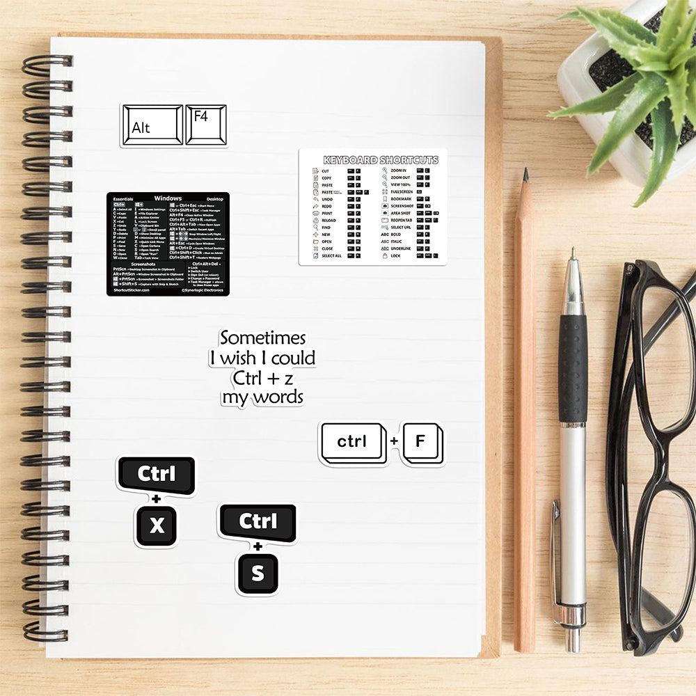 2 Set 30Pcs Laptop Keyboard Shortcuts Stickers DIY Phone Shortcuts Decals