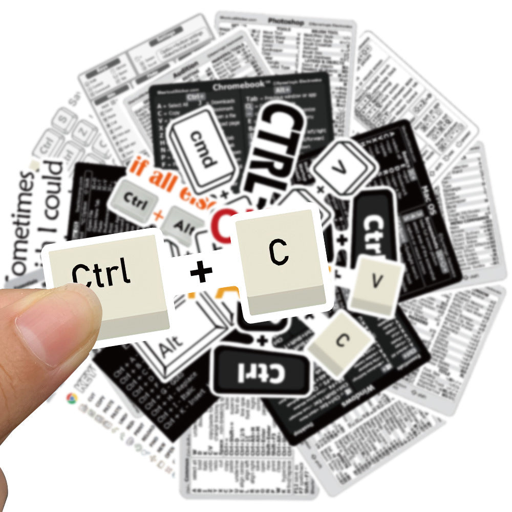 2 Set 30Pcs Laptop Keyboard Shortcuts Stickers DIY Phone Shortcuts Decals