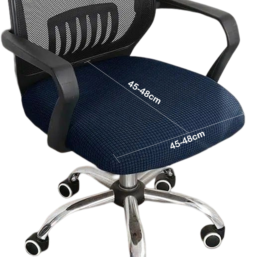 Rotating Seat Slipcover Covers Stretch Computer Desk Task Seat Covers Office Chair Cover -Navy blue