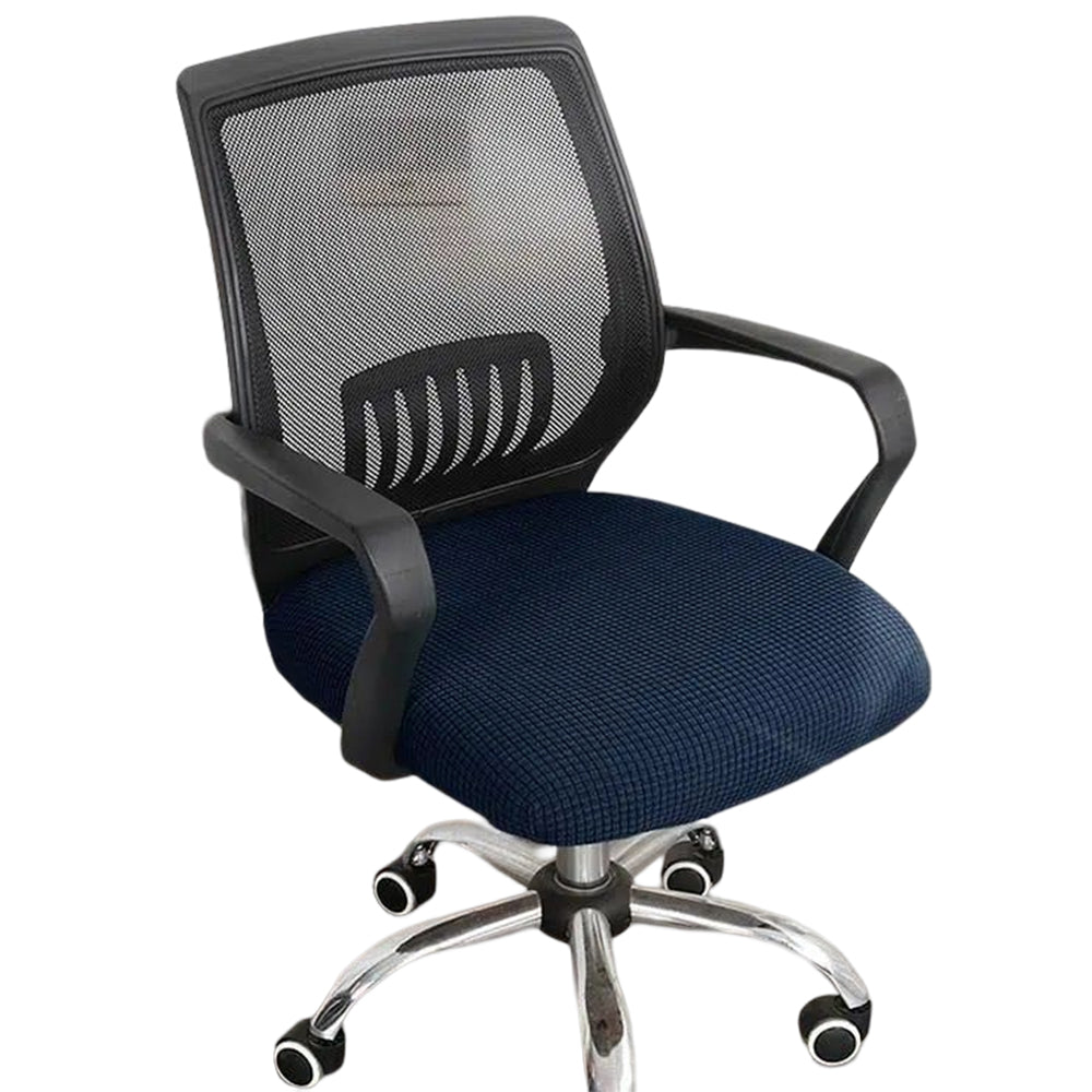 Rotating Seat Slipcover Covers Stretch Computer Desk Task Seat Covers Office Chair Cover -Navy blue