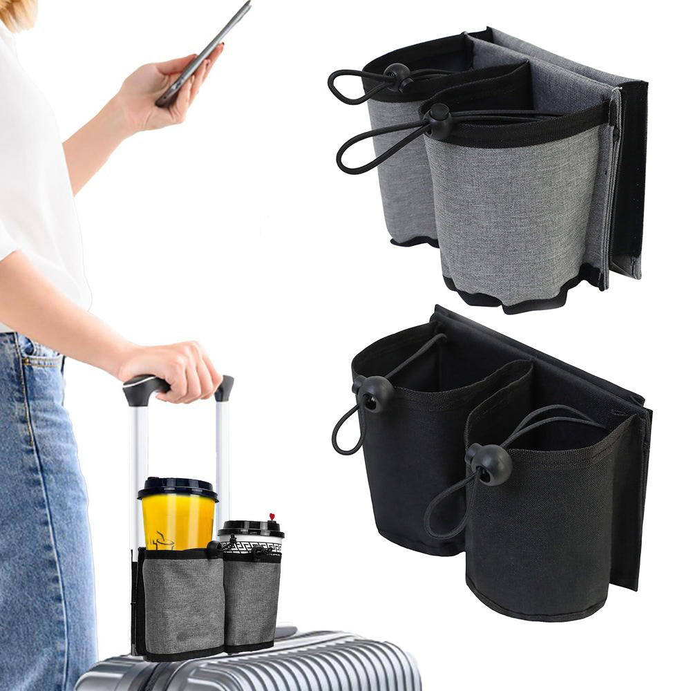 Luggage Travel Drink Bag Cup Holder Lightweight Durable Cup Carrier for Drinks Mobile Phone -Grey