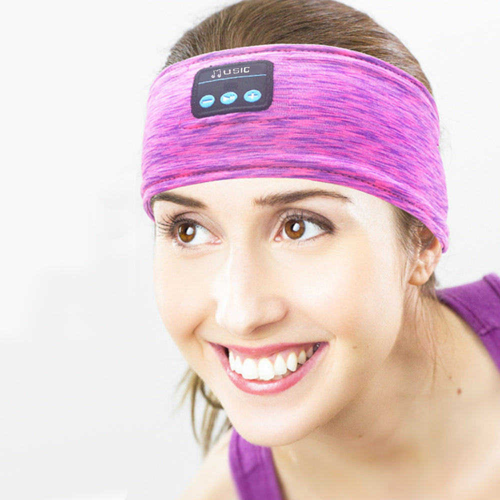 Bluetooth Wireless Stereo Headphone Headband Sport Sleep Head Band Rose Red