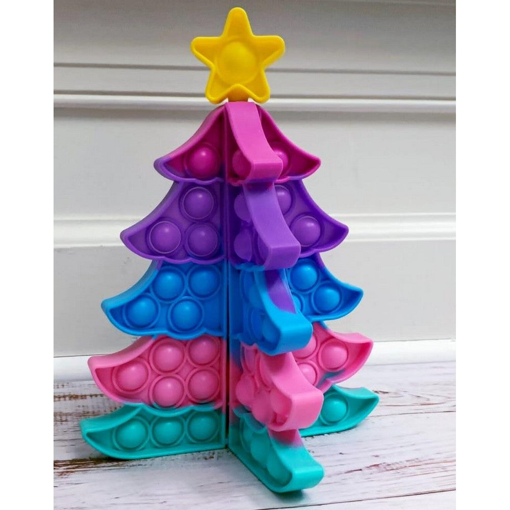 3D Christmas Tree Pop Fidget Toy Christmas Sensory Toy Silicone Stress Reliever Toy -Purple