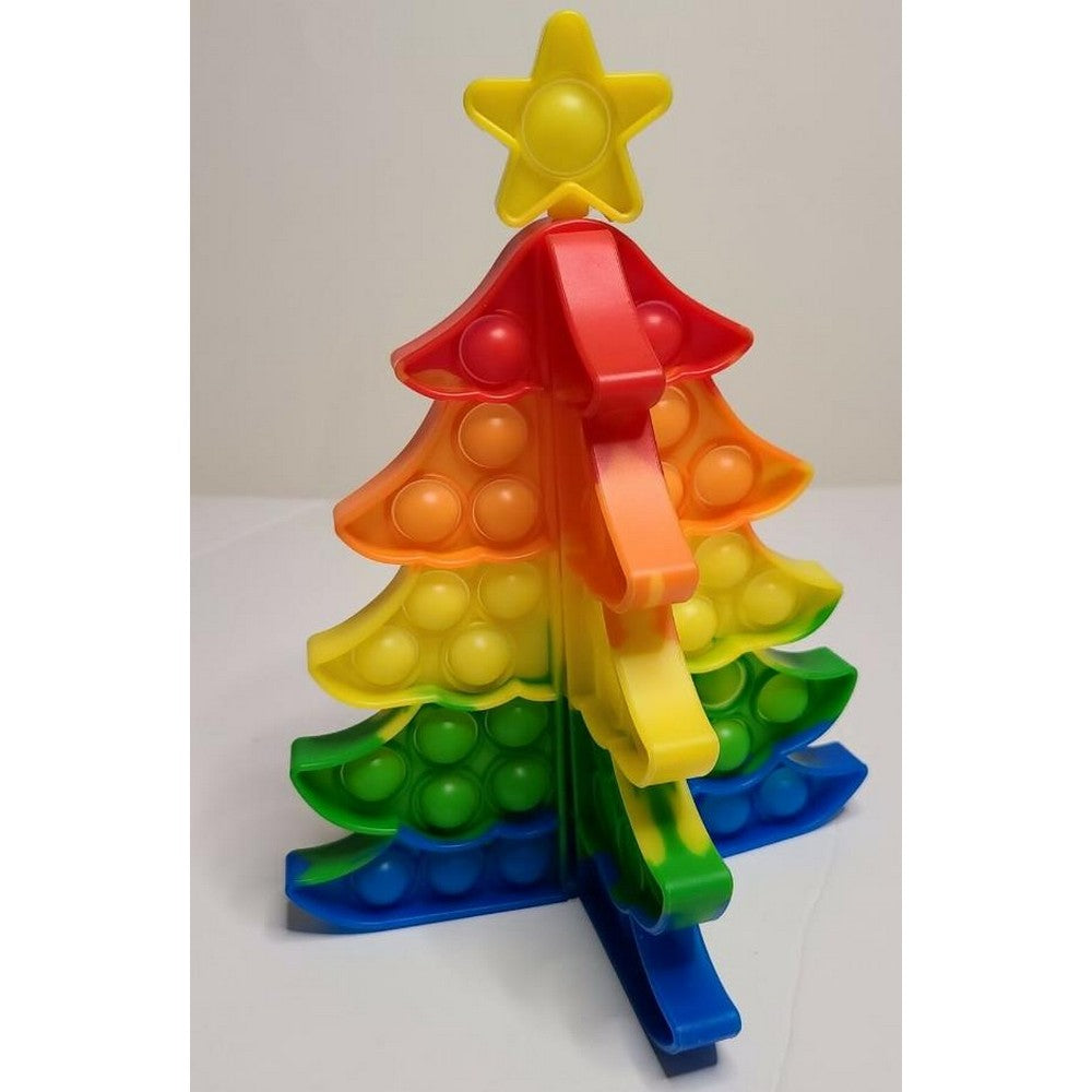 3D Christmas Tree Pop Fidget Toy Christmas Sensory Toy Silicone Stress Reliever Toy -Red