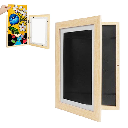 Wall Art Kids Art Frames Wooden Artwork Display Holds up to 150 Sheets of A4 Paper -Wood color