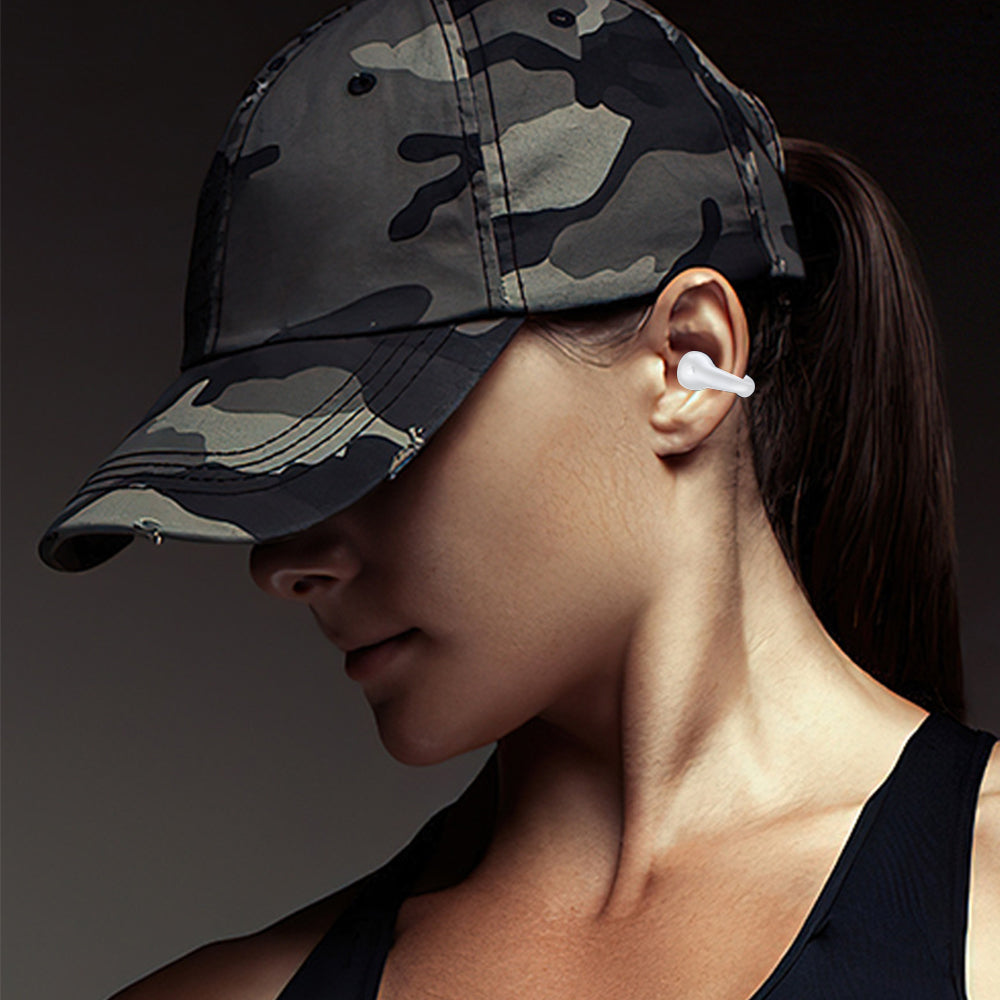 Bone Conduction Headphones Ear Clip On Bone Conduction Wireless Bluetooth 5.3 Earphones Sport Headphones -White