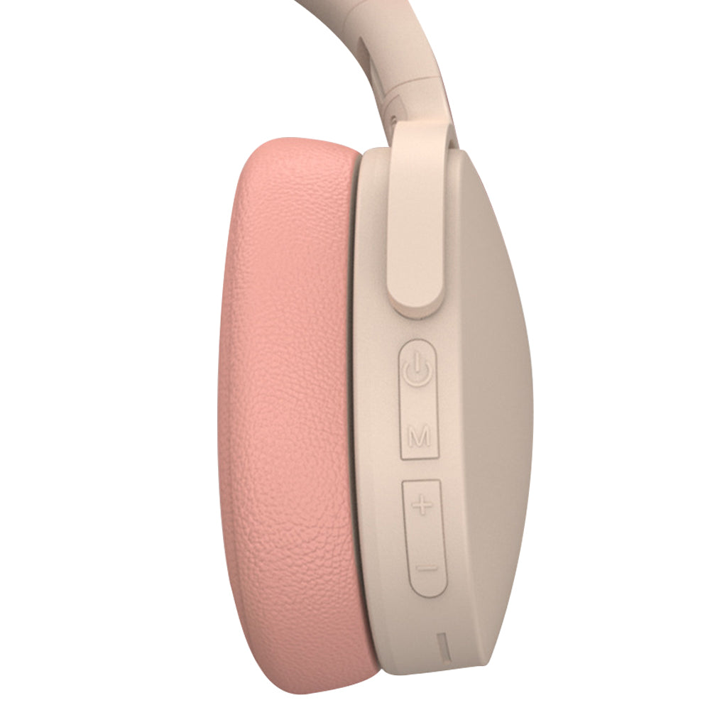 Gaming Headset Wireless Headset P2961 Foldable Wireless Bluetooth Stereo Over Ear Headphone -Pink