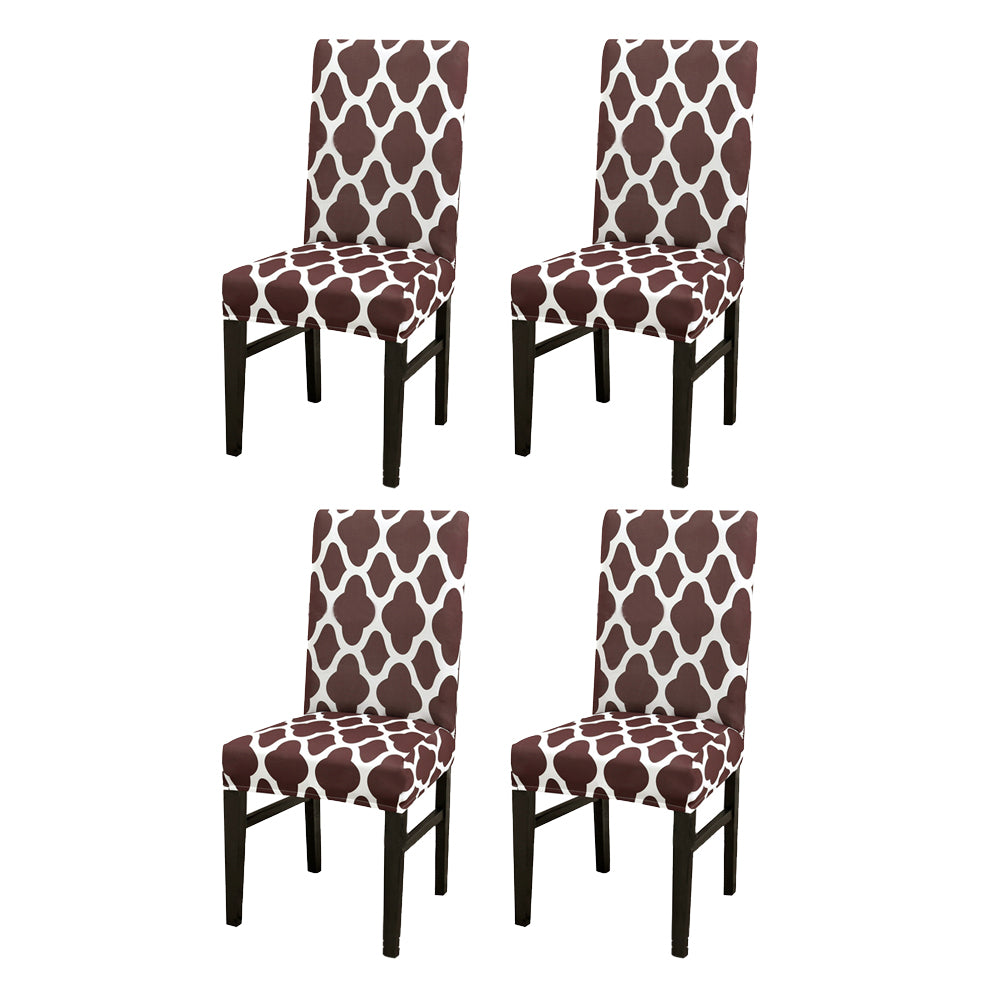 Chair Cover 4Pcs Elastic Dining Chair Protective Covers Stretch Chair Covers Slipcovers for Home Use-Coffee