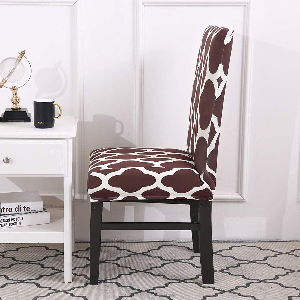 Chair Cover 4Pcs Elastic Dining Chair Protective Covers Stretch Chair Covers Slipcovers for Home Use-Coffee