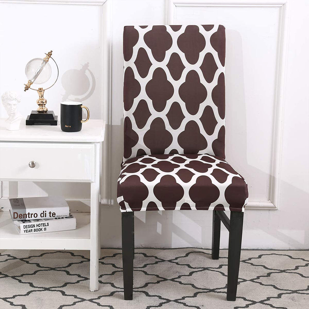 Chair Cover 4Pcs Elastic Dining Chair Protective Covers Stretch Chair Covers Slipcovers for Home Use-Coffee