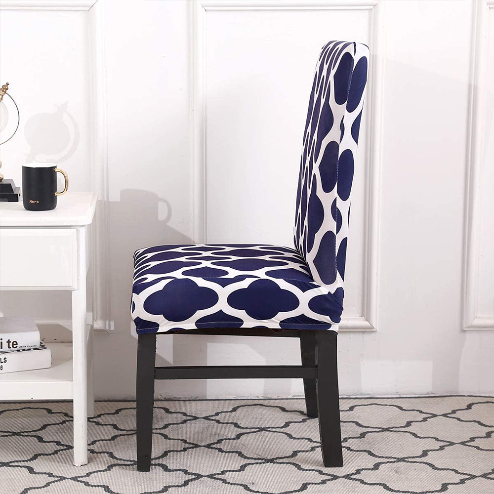 Chair Cover 4Pcs Elastic Dining Chair Protective Covers Stretch Chair Covers Slipcovers for Home Use-Navy Blue