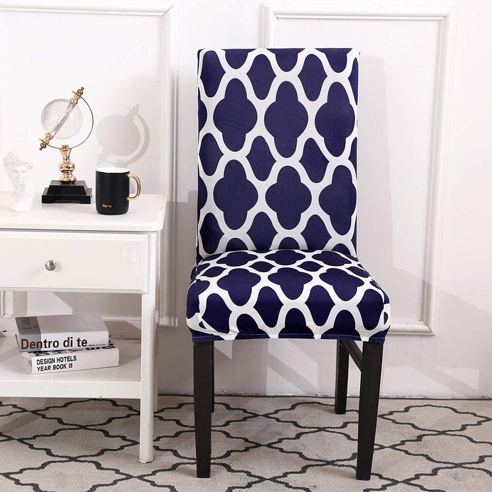 Chair Cover 4Pcs Elastic Dining Chair Protective Covers Stretch Chair Covers Slipcovers for Home Use-Navy Blue
