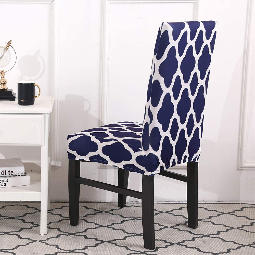 Chair Cover 4Pcs Elastic Dining Chair Protective Covers Stretch Chair Covers Slipcovers for Home Use-Navy Blue