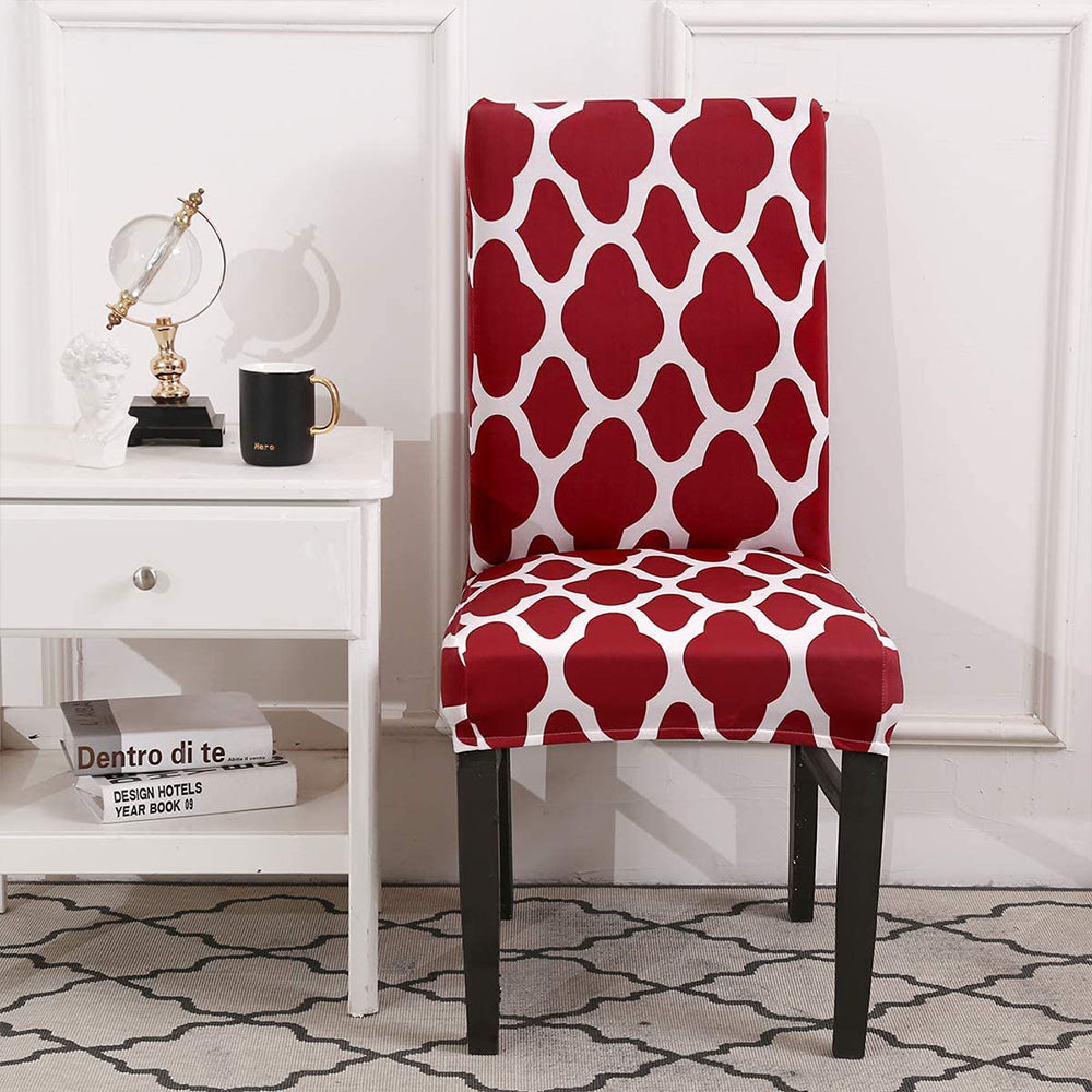 Chair Cover Elastic Dining Chair Protective Covers Stretch Chair Covers Slipcovers for Home Use-Wine Red