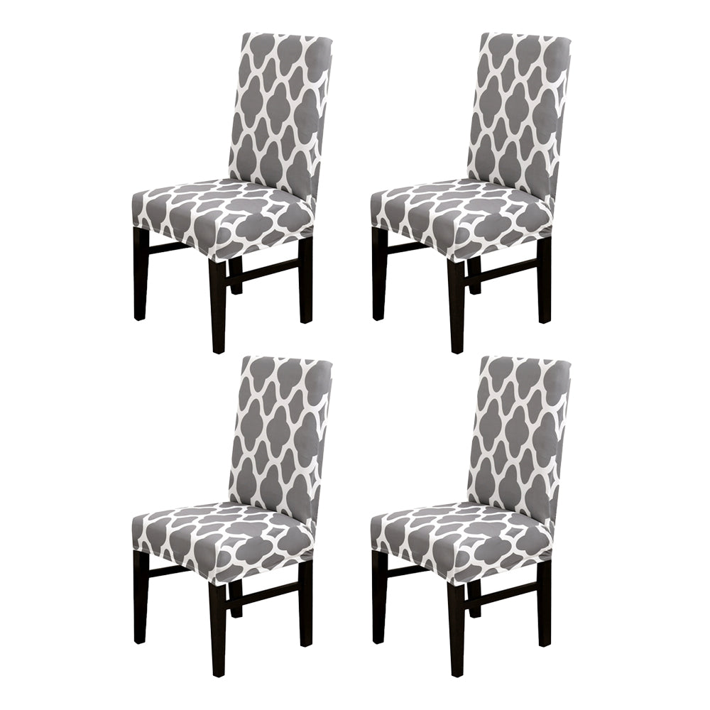 Chair Cover 4Pcs Elastic Dining Chair Protective Covers Stretch Chair Covers Slipcovers for Home Use-Grey