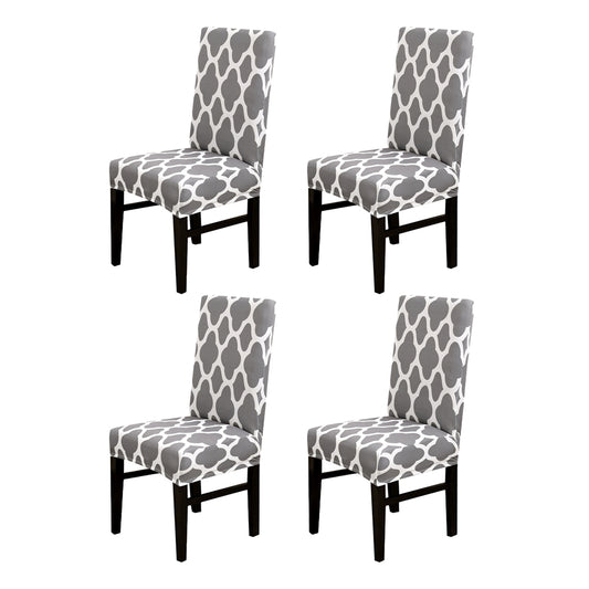 Chair Cover 4Pcs Elastic Dining Chair Protective Covers Stretch Chair Covers Slipcovers for Home Use-Grey