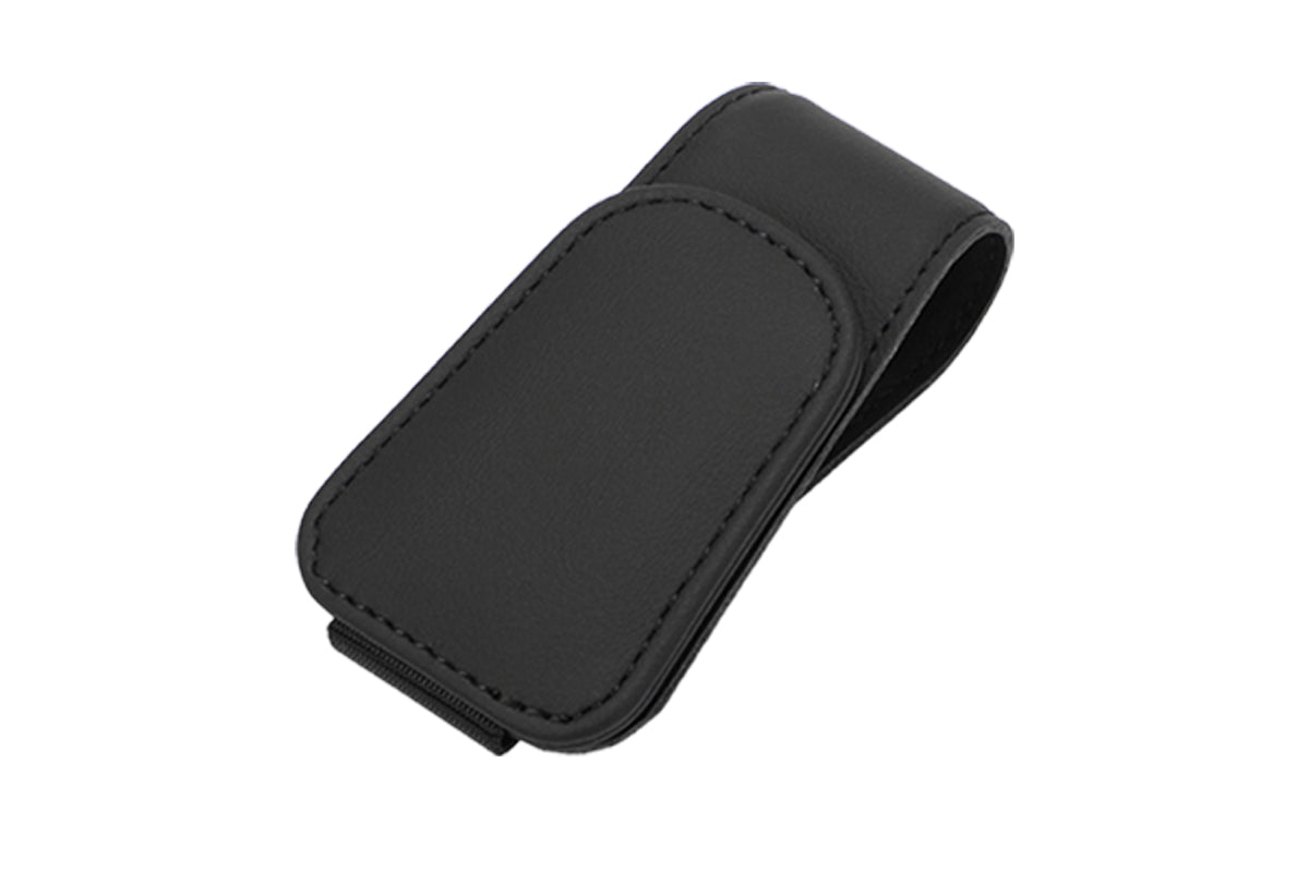 Sunglass Holder for Car Visor Magnetic Leather Sunglass Holder Sunglasses Holder and Ticket Card Clip Accessories-Black