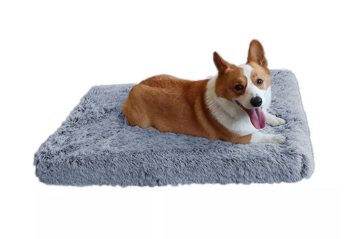 Plush Soft Pet Beds Washable Crate Pad Kennel Pad-Grey