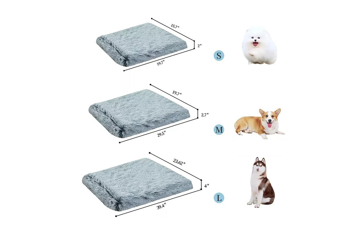 Plush Soft Pet Beds Washable Crate Pad Kennel Pad-Grey
