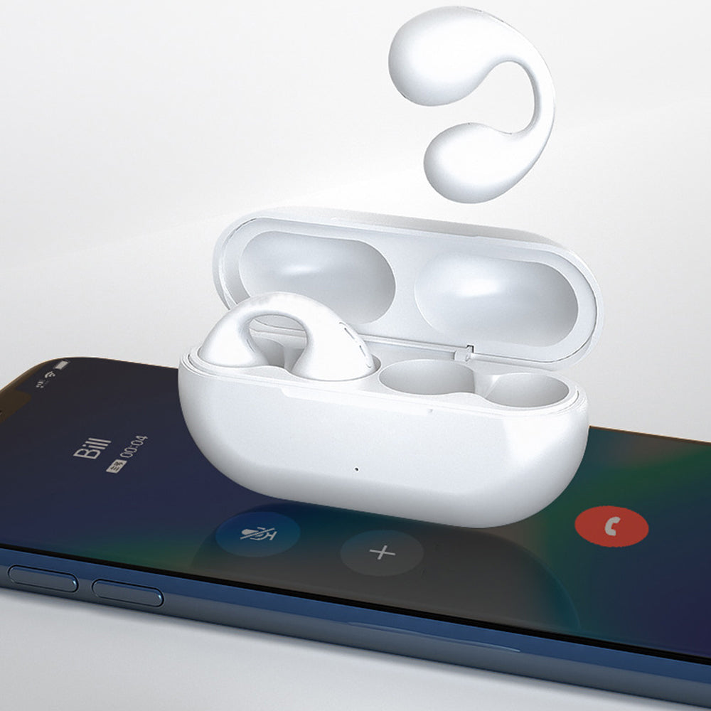 Wireless Headphones Wireless Earbuds Wireless Bluetooth Headphones Ear Clip Bone Conduction Earphones Sports Earbuds -White