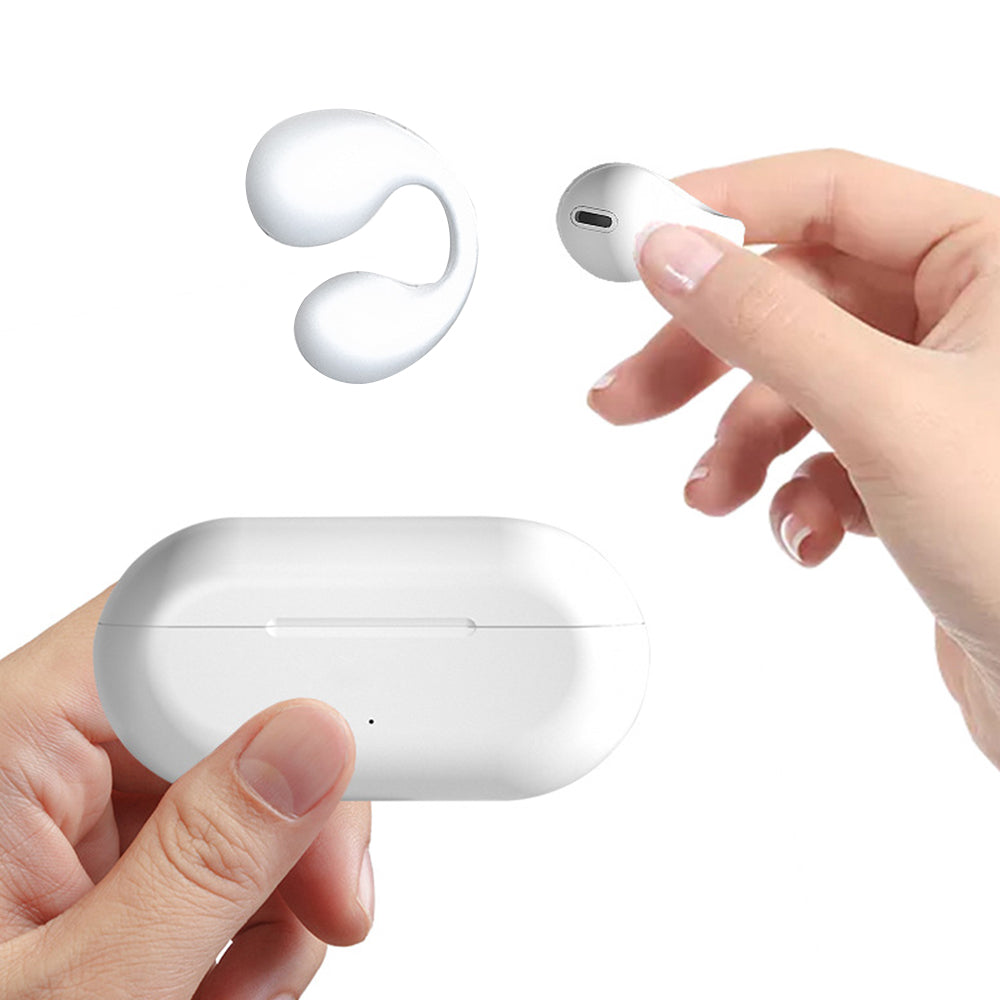 Wireless Headphones Wireless Earbuds Wireless Bluetooth Headphones Ear Clip Bone Conduction Earphones Sports Earbuds -White