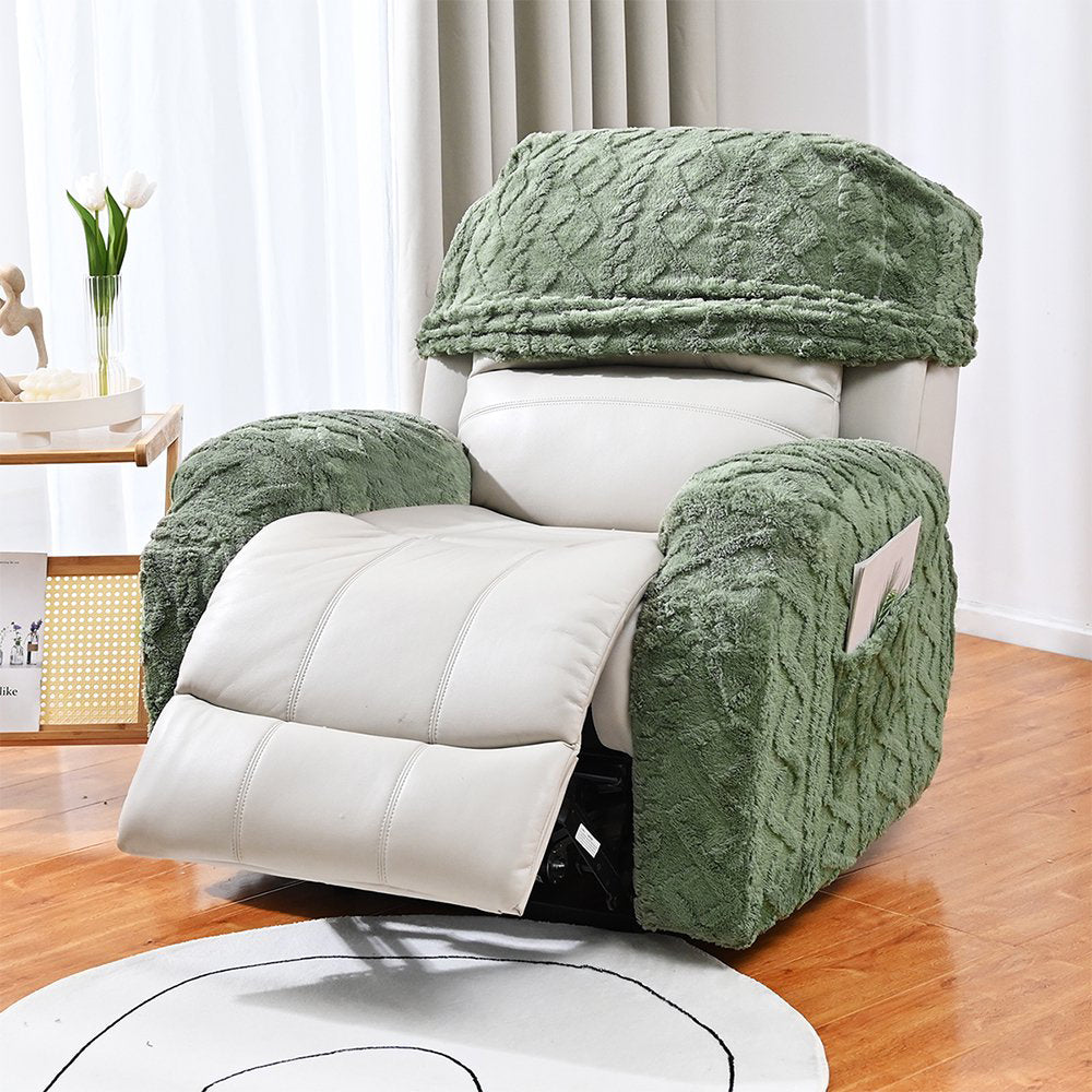 Stretch Recliner Chair Covers Sofa Slipcover Chair Spandex Soft Recliner Slipcover Furniture Protector -Green