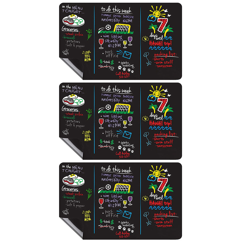 Fridge Sticker Magnetic Black Dry Erase Board Chalkboard Sticker 3pcs
