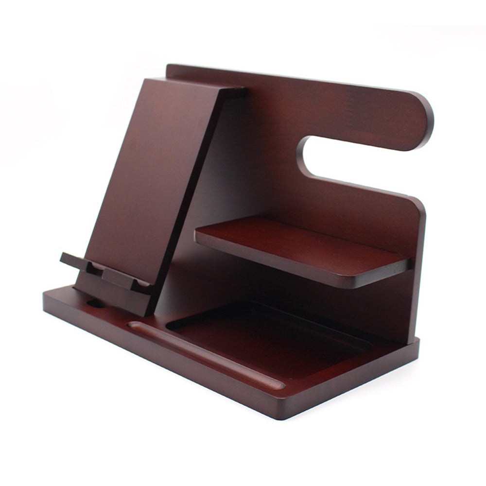 Wood Phone Docking Station Key Holder Wallet Stand Watch Organizer