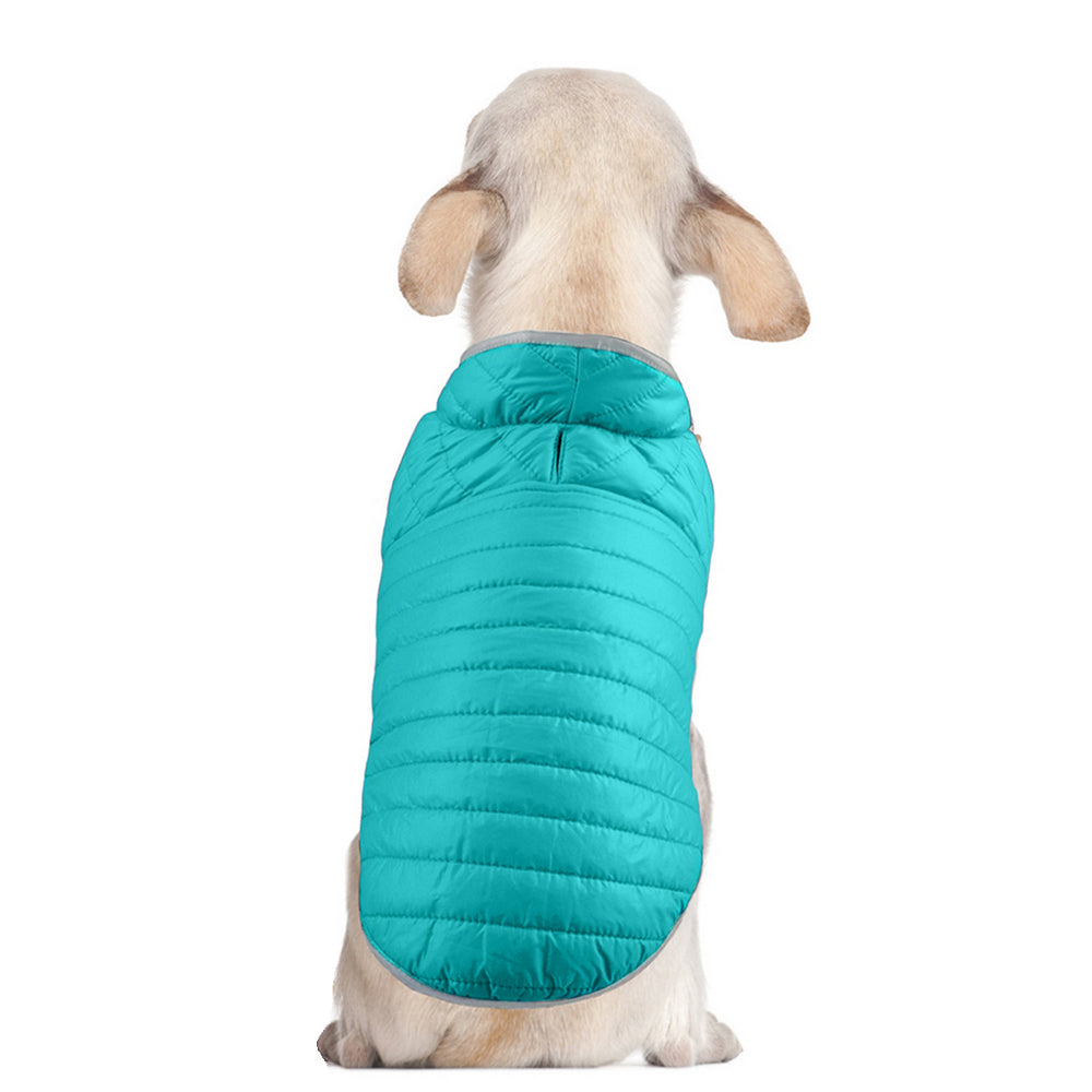 Reversible Dog Jacket Pet Winter Coat Pet Warm Vest Cyan XL