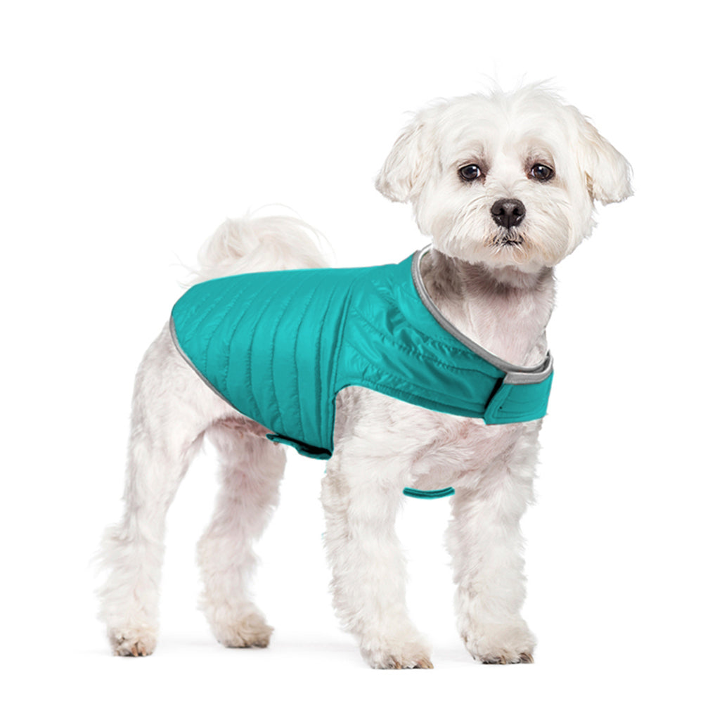 Reversible Dog Jacket Pet Winter Coat Pet Warm Vest Cyan XL