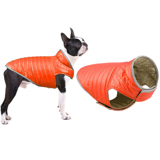 Reversible Dog Jacket Pet Winter Coat Pet Warm Vest Orange XL