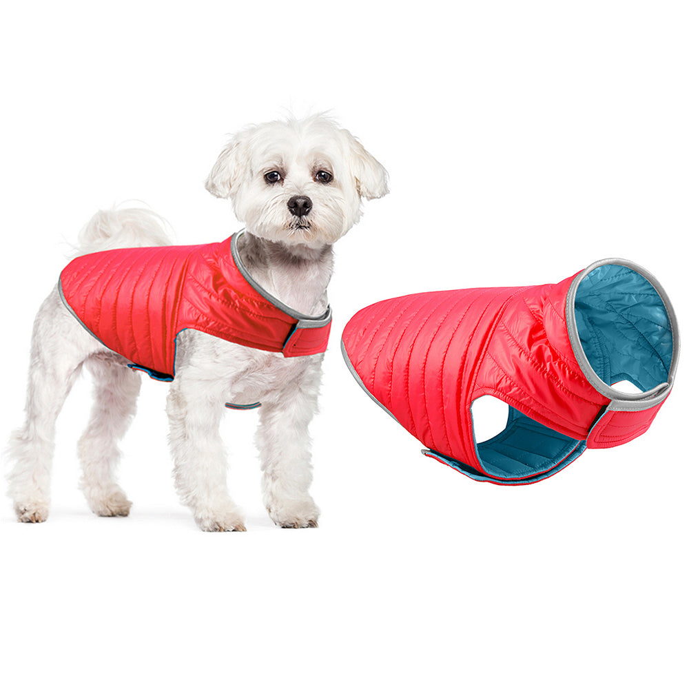 Reversible Dog Jacket Pet Winter Coat Pet Warm Vest Red XL