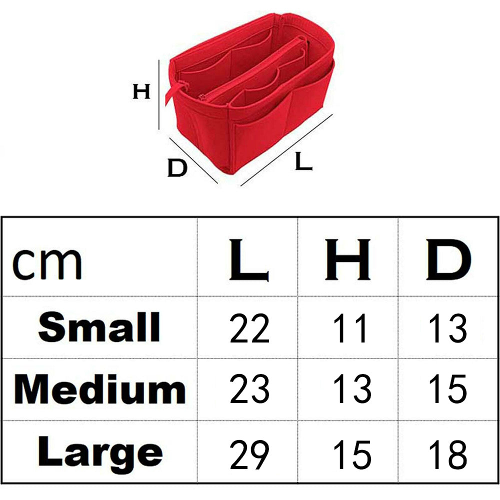 Felt Purse Organiser with Handbag Insert Liner Tote for Makeup Cloth Toys -Red