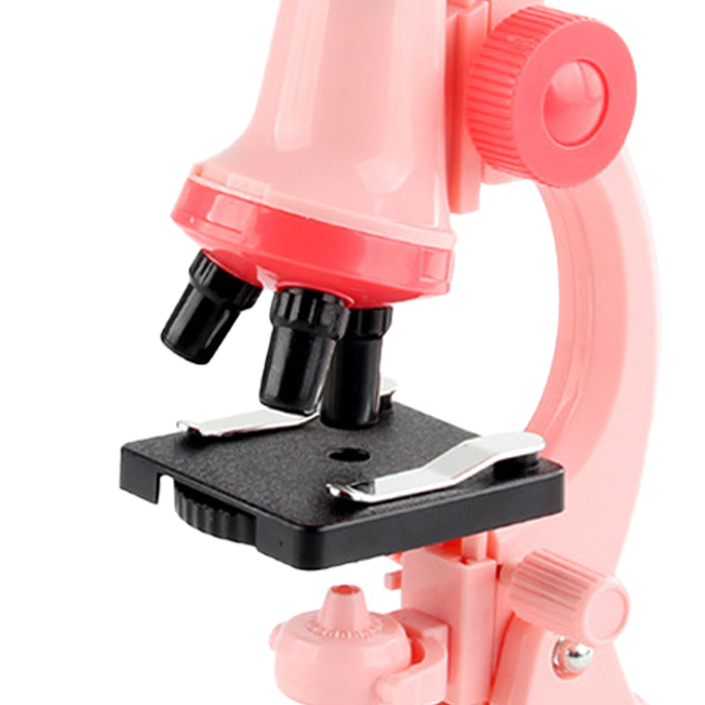 Toy 1200X Magnification Microscope Toy Kit Biological Microscope Kit for Beginners-Pink