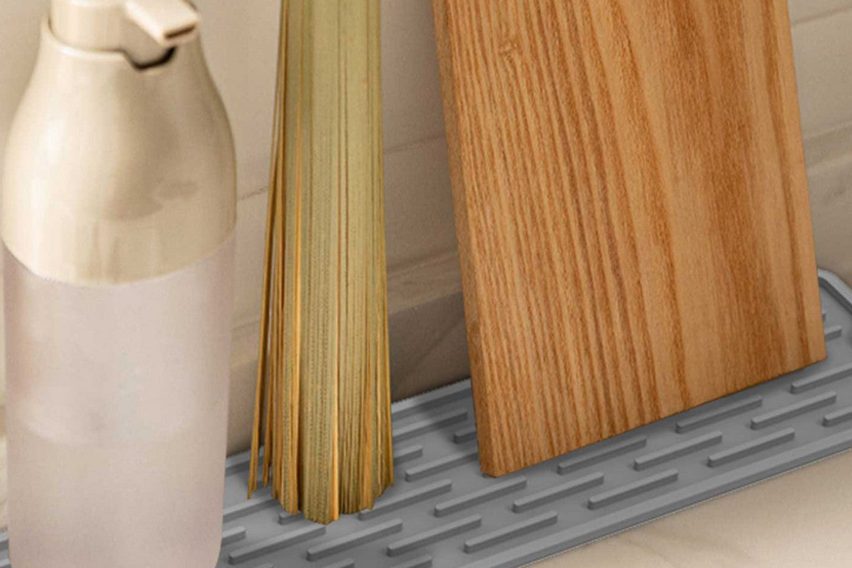 Sink Silicone Faucet Mat Sink Drain Drip Protection Pad for Kitchen-Grey