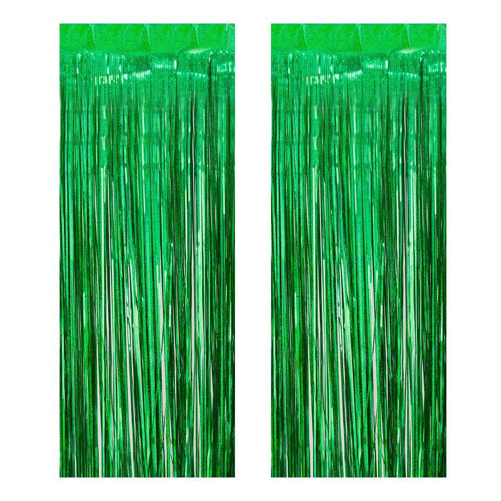 2Pcs Fringe Curtain PET Curtain Backdrop Streamers Party Decorations Green