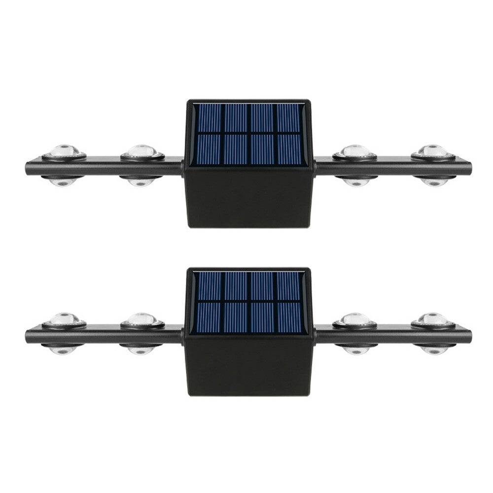 2pcs Solar Wall Lights Garden Decor Lights UP and Down Luminous for Fence Yard Warm White
