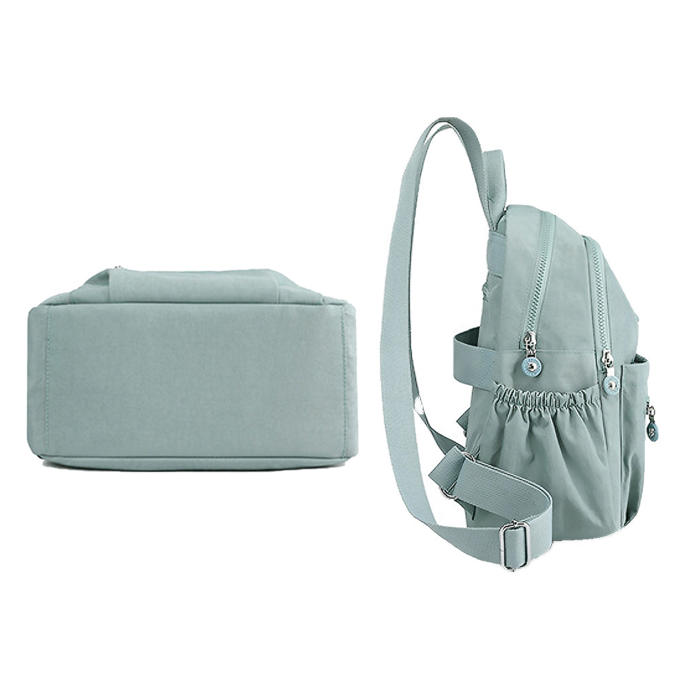 Small Nylon Ladies Travel Backpacks Women Shopping Backpack Green